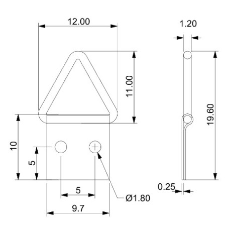 1 x Dreieckiger Bildaufhänger 10 mm Rohstahl