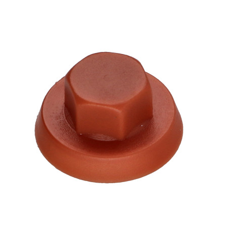 1 x Kappe Sechskantkopf Polyethylen RAL8004 kupferbraun für Bohrschrauben oder Blechschrauben Ø 6.3