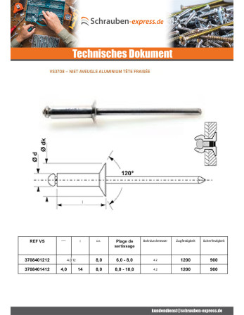1 x "Niet 4x12 Klemmdicke 6 für 8...