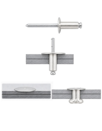 1 x Blindniete Aluminio Vástago acero 3,2 x 8...