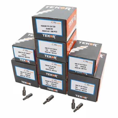 1 x TEKOR PACK PRO 1800 Schraube Senkkopfschraube Gezahnt TORX Edelstahl A2
