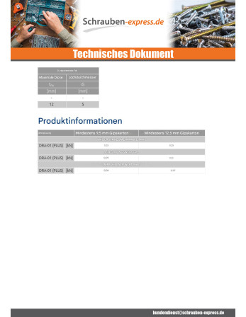 1 x Dübel Nylon Selbstbohrende Schrauben...
