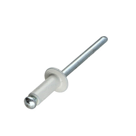 1 x Blindniete Aluminio Vástago acero 4,8 x 12 Klemmdicke 5 für 7 Standard-Rundkopf RAL9010 reinweiß