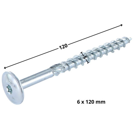 1 x Spanplattenschrauben Tellerkopfschrauben T30 6x120 Verzinkt
