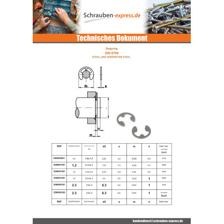 1 x E-Clip Für Durchmesser Nut 24 Rohstahl