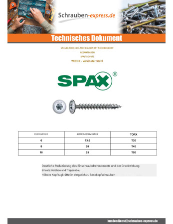 1 x Spax Holzschraube Tellerkopfschrauben T30...