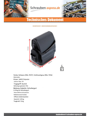 1 x TASCHE für WERKZEUGE WEICH TASCHE S