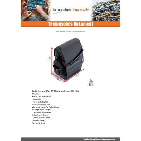 1 x TASCHE für WERKZEUGE WEICH TASCHE S