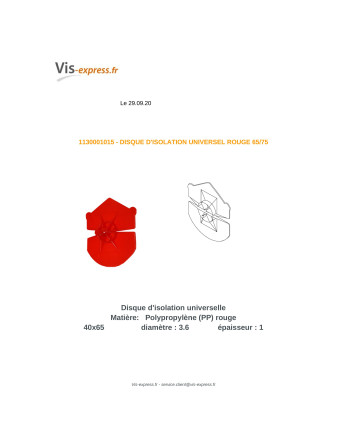1 x SCHEIBE D ISOLIERUNG UNIVERSAL Rot 65/75