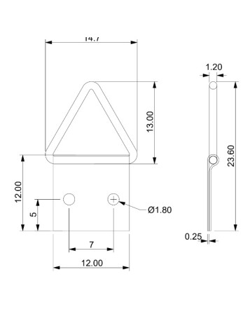 1 x Dreieckiger Bildaufhänger 12 mm Rohstahl