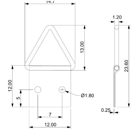 1 x Dreieckiger Bildaufhänger 12 mm Rohstahl