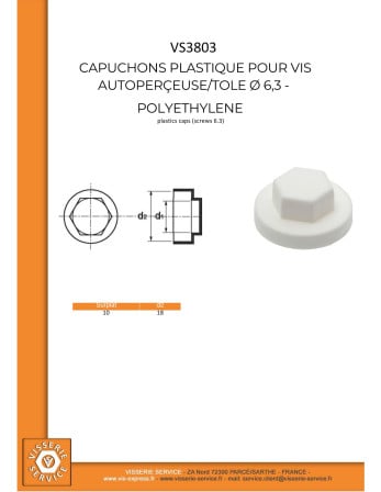1 x Kappe Sechskantkopf Polyethylen RAL8012...