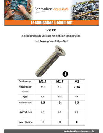 1 x Gewindefurchende Schraube Gewinde Metalle...