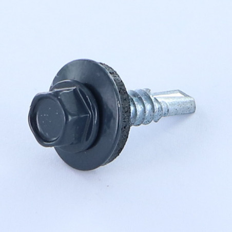 1 x Selbstbohrende Schrauben Sechskantkopf 5,5 x 25 Scheibe mit EPDM Neopren-Dichtung Verzinkt RAL5008graublau