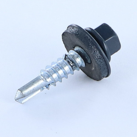 1 x Selbstbohrende Schrauben Sechskantkopf 5,5 x 25 Scheibe mit EPDM Neopren-Dichtung Verzinkt RAL5008graublau