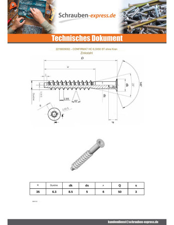 1 x Winkelbeschlagschraube Confirmat...