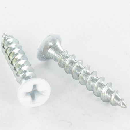 1 x Schraube PVC Senkkopf Phillips 4,2X25 Verzinkt Weißer Lack RAL9010 reinweiß