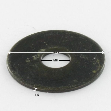1 x Scheiben/Unterlegscheibe Flach M8x22x1,5 L Stahl schwarz verzinkt