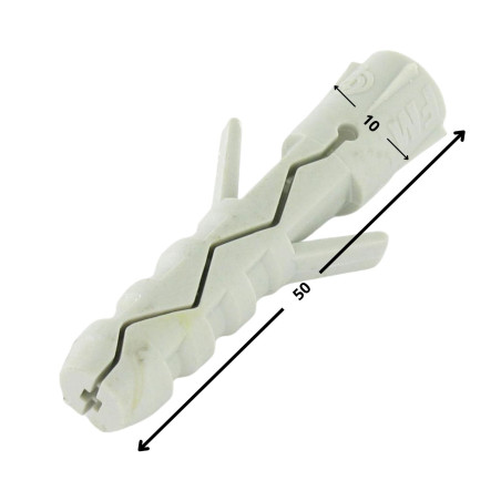 1 x Dübel Nylon 10x50 Ohne Kreuzschlitz