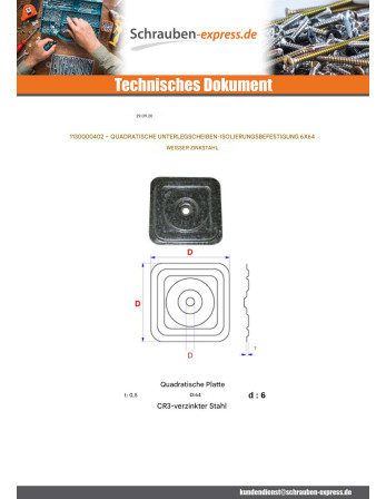 1 x Scheiben/Unterlegscheibe Viereckig...