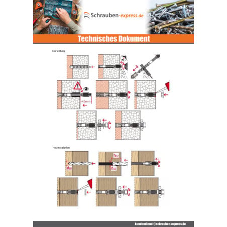 1 x Distanzmontage THERMAX Fischer 10/220 M10 Verzinkt