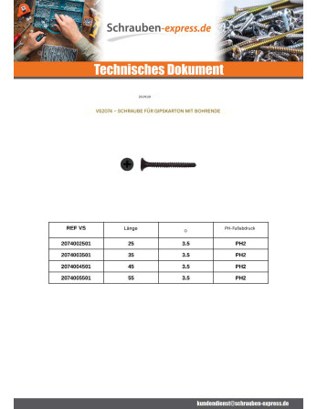 1 x Schraube für Gipsplatte Für Spitze...