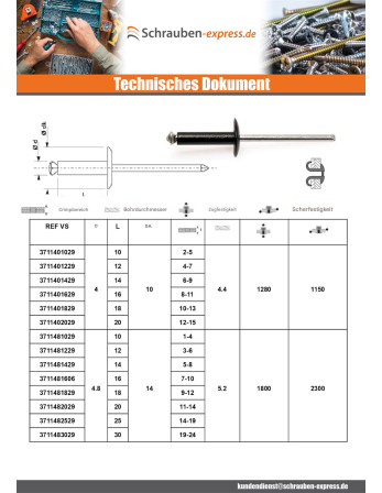 1 x Nieten geschält GOSTAR Aluminium...