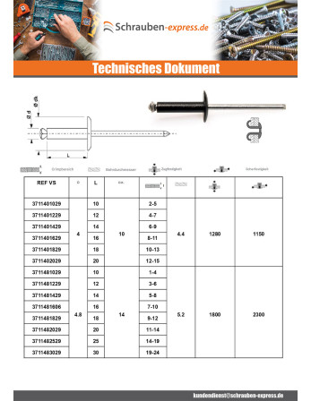 1 x Nieten geschält GOSTAR Aluminium...