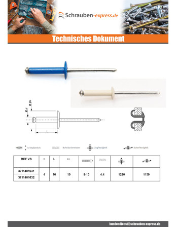 1 x Nieten geschält GOSTAR Aluminium...