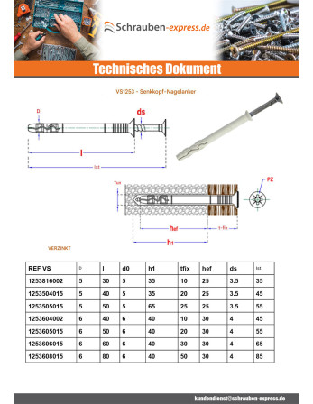 1 x Einschlaganker Nagelschraube Verzinkt 10x120
