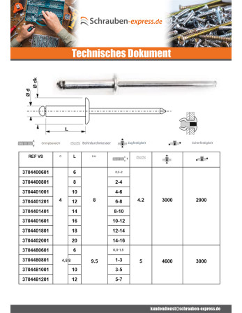 1 x "Niet ZING 6,4 x 12 Klemmdicke 4 für 6...