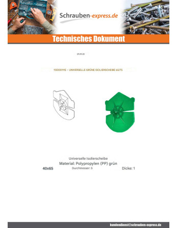 1 x SCHEIBE D ISOLIERUNG UNIVERSAL Grün 65/75