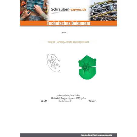 1 x SCHEIBE D ISOLIERUNG UNIVERSAL Grün 65/75