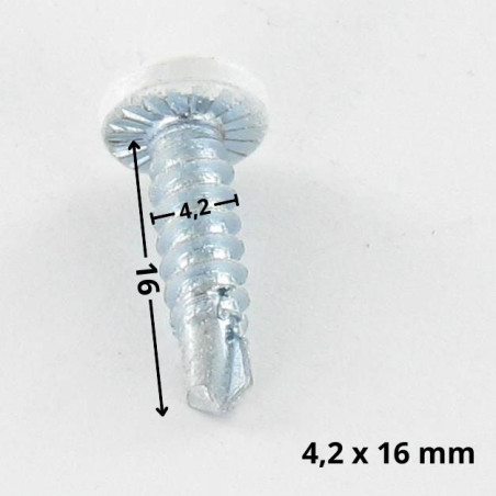 1 x Selbstbohrende Schrauben Zylindrischer Flachkopf EMPR Quadrat 4,2 x 16 Verzinkt Weißer Lack 9010