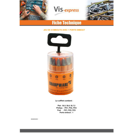 1 x Set mit 9 Biteinsatz Gespalten Phillips Pozi