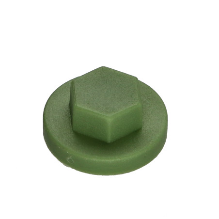 1 x Kappe Sechskantkopf Polyethylen RAL6011 resedagrün für Bohrschrauben oder Blechschrauben Ø 6.3
