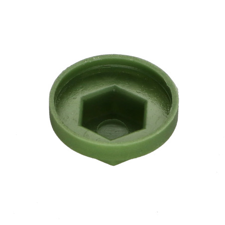 1 x Kappe Sechskantkopf Polyethylen RAL6011 resedagrün für Bohrschrauben oder Blechschrauben Ø 6.3