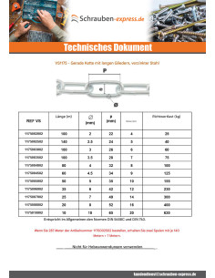 M Kette Gerade mit Langgliedern 2,5 mm (Meterware) Verzinkt 2