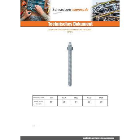 1 x Gewindestange Fischer RGM für SIEGEL M12x250 Verzinkt