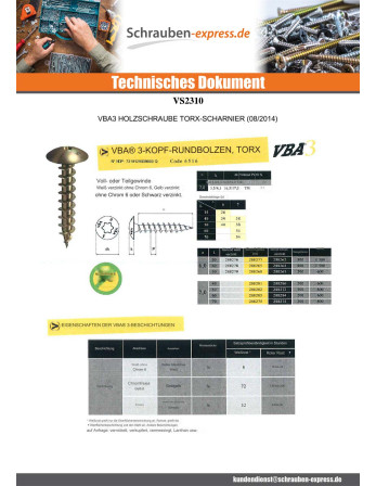 1 x Spanplattenschrauben Binder 6x40 T30 Stahl...
