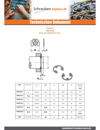 1 x E-Clip Für Durchmesser Nut 5 Verzinkt