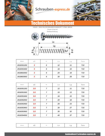 1 x Spax Holzschraube Rundkopf T-STAR+ T30...