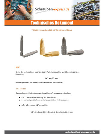 1 x Biteinsatz Industrielle Qualität 1/4" E6.3...