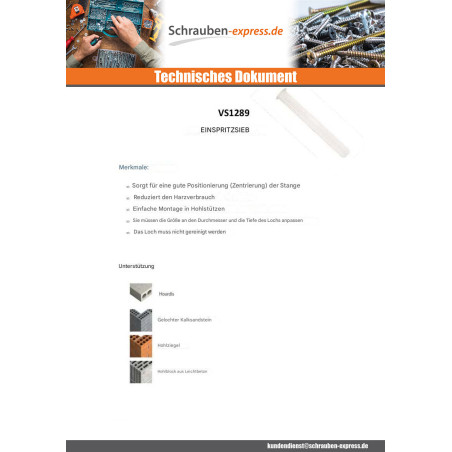 1 x SIEB INJEKTION Kunststoff RAWLPLUG 20x85