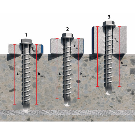 1 x Betonschraube Doppelt gewing T5 6 x 100 M8 Verzinkt