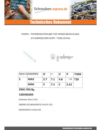 1 x Schraube HARDWARE ECKIG Zylindrischer...
