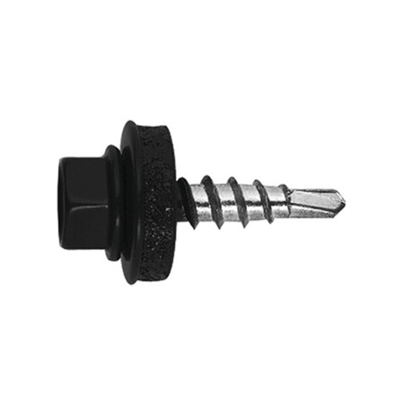 1 x Selbstbohrende Schrauben Sechskantkopf 4,8 x 28 Scheibe mit EPDM Neopren-Dichtung Verzinkt RAL9011