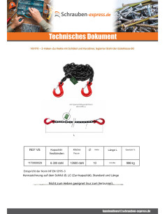 Kette Zurr- 2 Haken Grad 80 3,5 M Rohstahl Schwarz 2