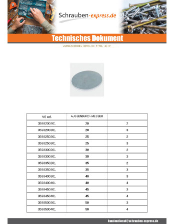 1 x Scheiben / Scheiben ohne Innenloch 100x4...