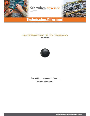 1 x Schraubenkopfabdeckung T30 Kopf-Durchmesser...